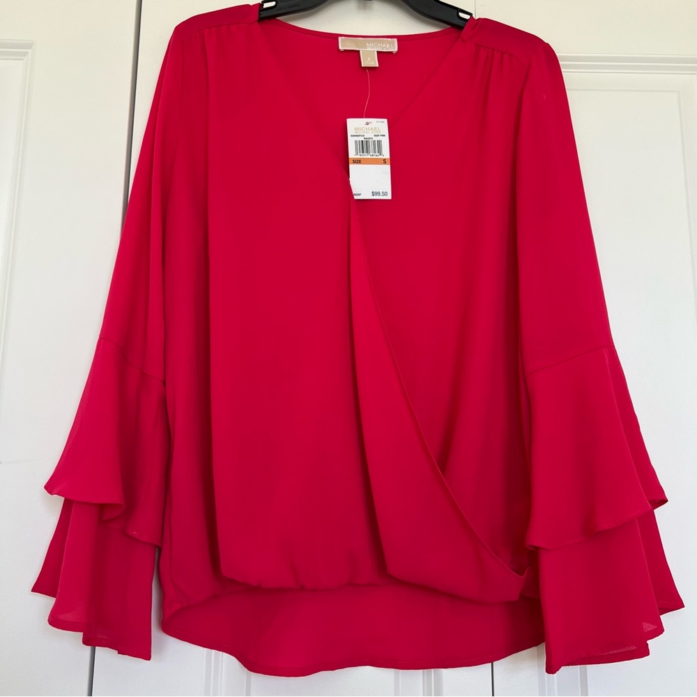 Michael Kors wrap and snap around  blouse